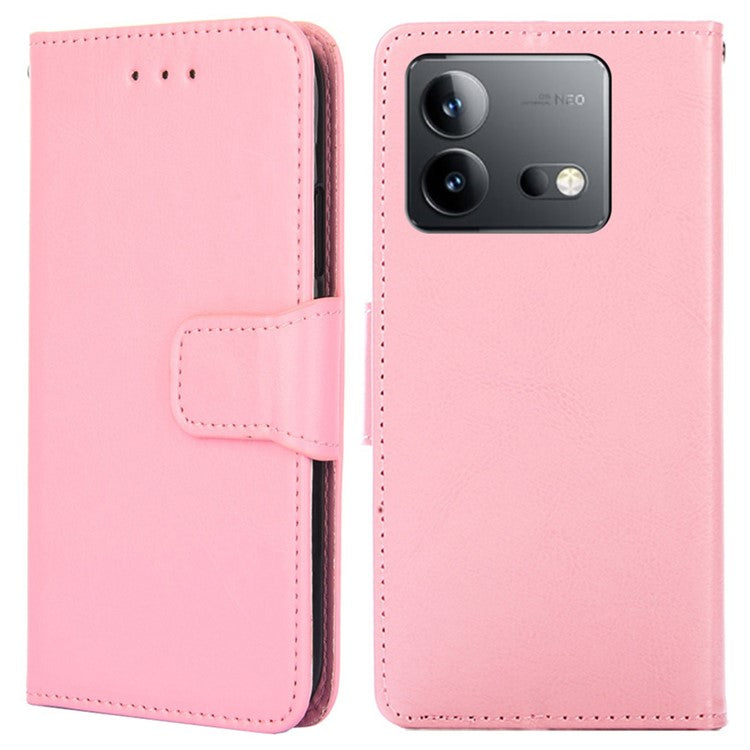 For vivo iQOO Neo8 Pro 5G / iQOO Neo8 5G Wallet Stand Case Anti-scratch Textured PU Leather Phone Cover - Pink