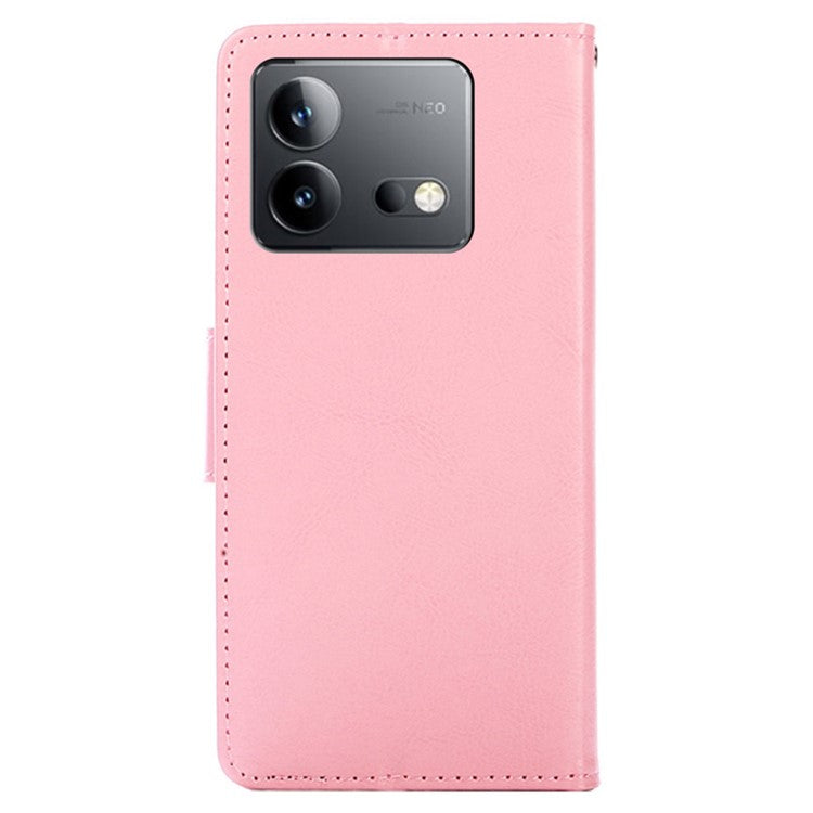 For vivo iQOO Neo8 Pro 5G / iQOO Neo8 5G Wallet Stand Case Anti-scratch Textured PU Leather Phone Cover - Pink