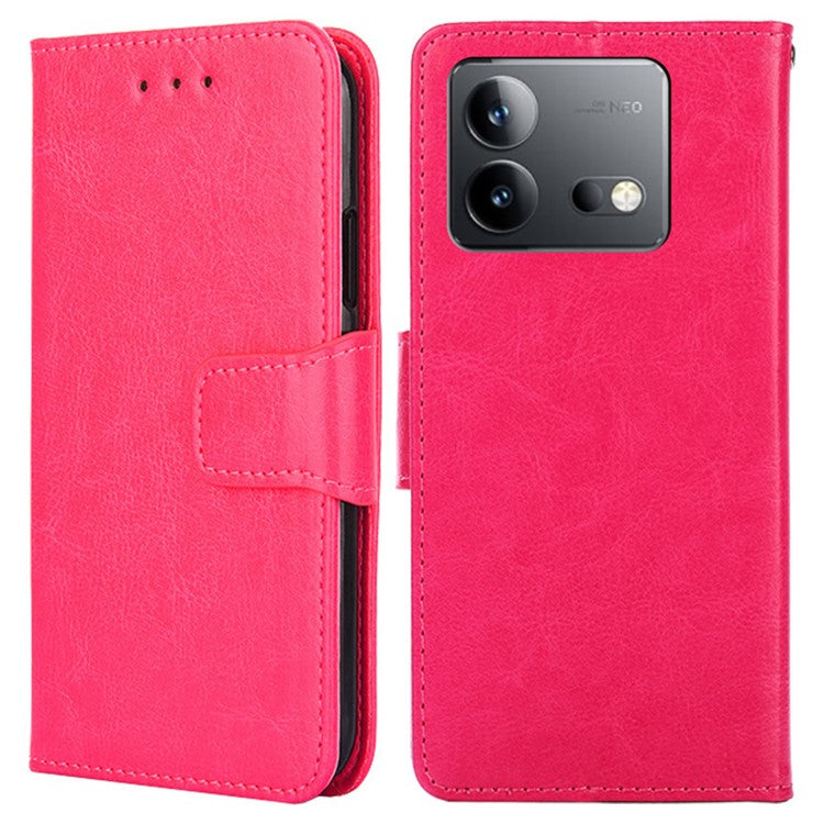 For vivo iQOO Neo8 Pro 5G / iQOO Neo8 5G Wallet Stand Case Anti-scratch Textured PU Leather Phone Cover - Rose