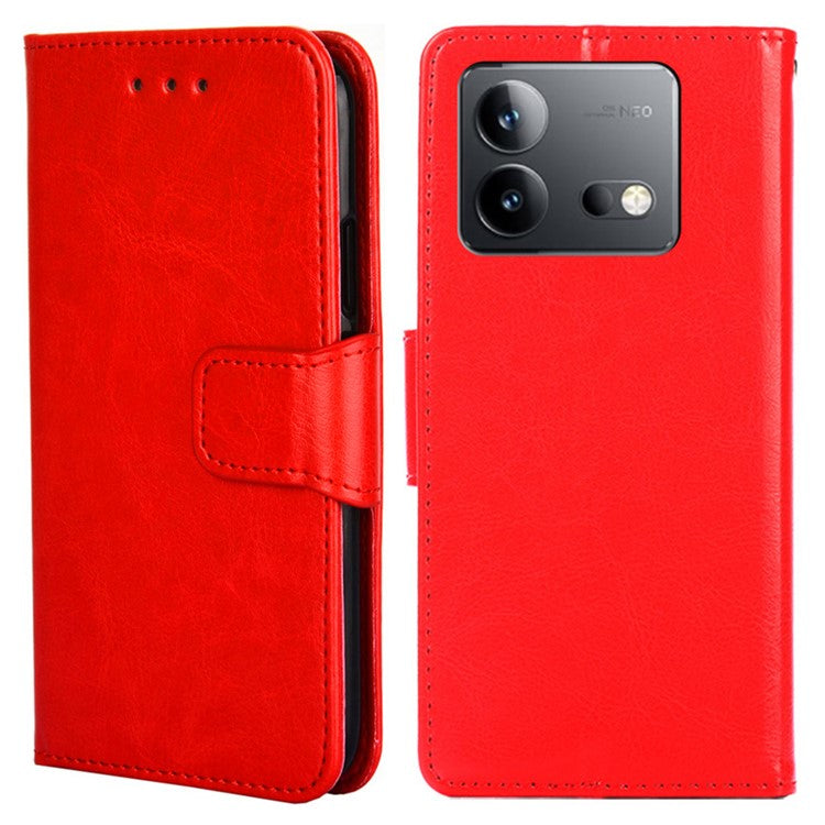 For vivo iQOO Neo8 Pro 5G / iQOO Neo8 5G Wallet Stand Case Anti-scratch Textured PU Leather Phone Cover - Red