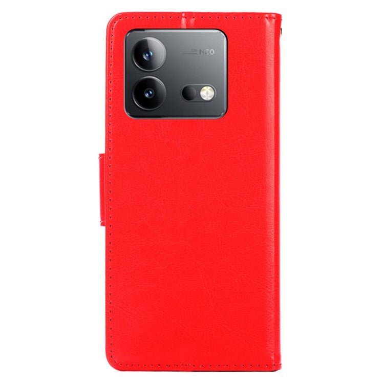 For vivo iQOO Neo8 Pro 5G / iQOO Neo8 5G Wallet Stand Case Anti-scratch Textured PU Leather Phone Cover - Red