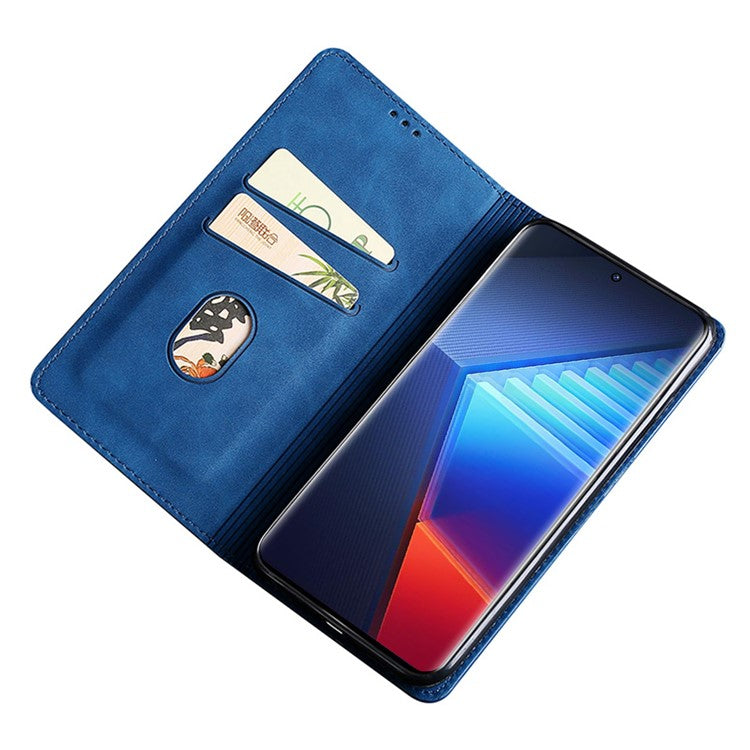 For vivo iQOO Neo8 Pro 5G / Neo8 5G Skin-touch Cell Phone Cover Stand PU Leather Shell Card Slot Phone Case - Blue