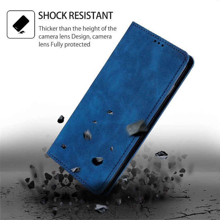 For vivo iQOO Neo8 Pro 5G / Neo8 5G Skin-touch Cell Phone Cover Stand PU Leather Shell Card Slot Phone Case - Blue