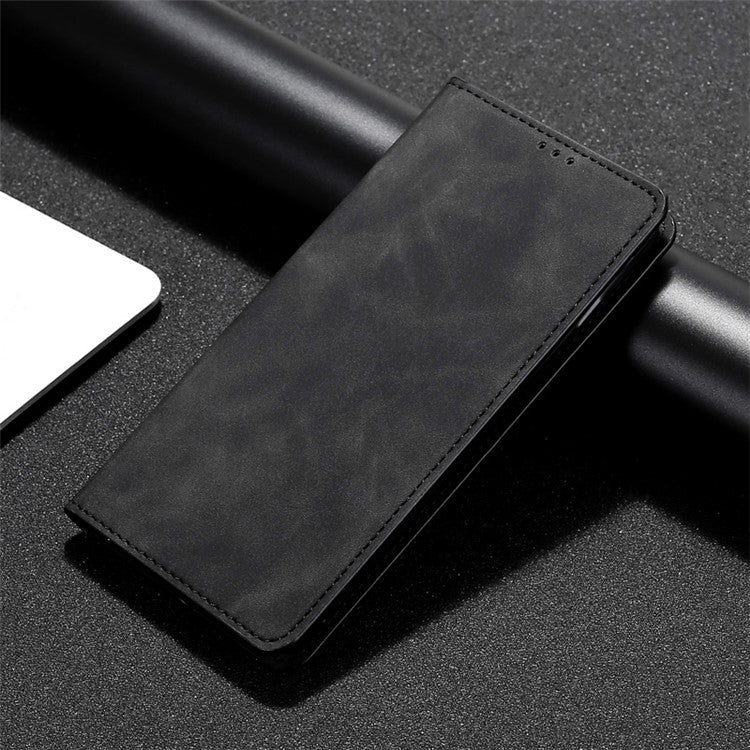 For vivo iQOO Neo8 Pro 5G / Neo8 5G Skin-touch Cell Phone Cover Stand PU Leather Shell Card Slot Phone Case - Black