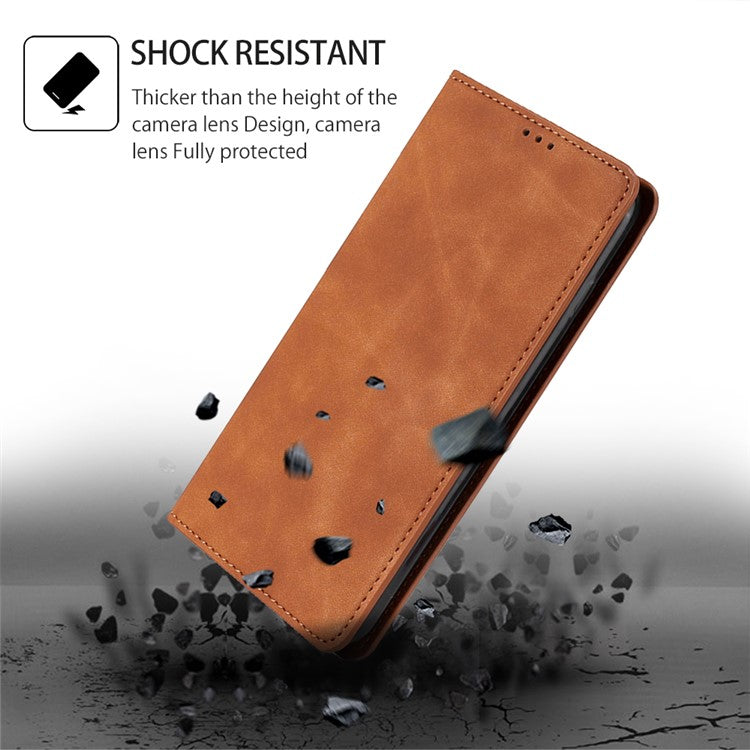 For vivo iQOO Neo8 Pro 5G / Neo8 5G Skin-touch Cell Phone Cover Stand PU Leather Shell Card Slot Phone Case - Light Brown