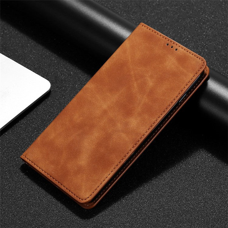 For vivo iQOO Neo8 Pro 5G / Neo8 5G Skin-touch Cell Phone Cover Stand PU Leather Shell Card Slot Phone Case - Light Brown