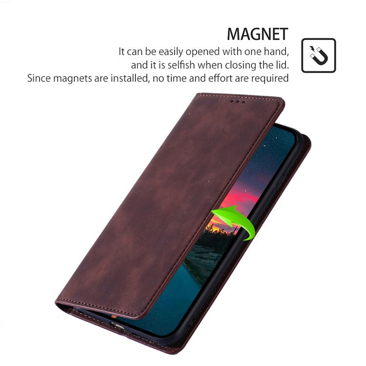 For vivo iQOO Neo8 Pro 5G / Neo8 5G Skin-touch Cell Phone Cover Stand PU Leather Shell Card Slot Phone Case - Dark Brown