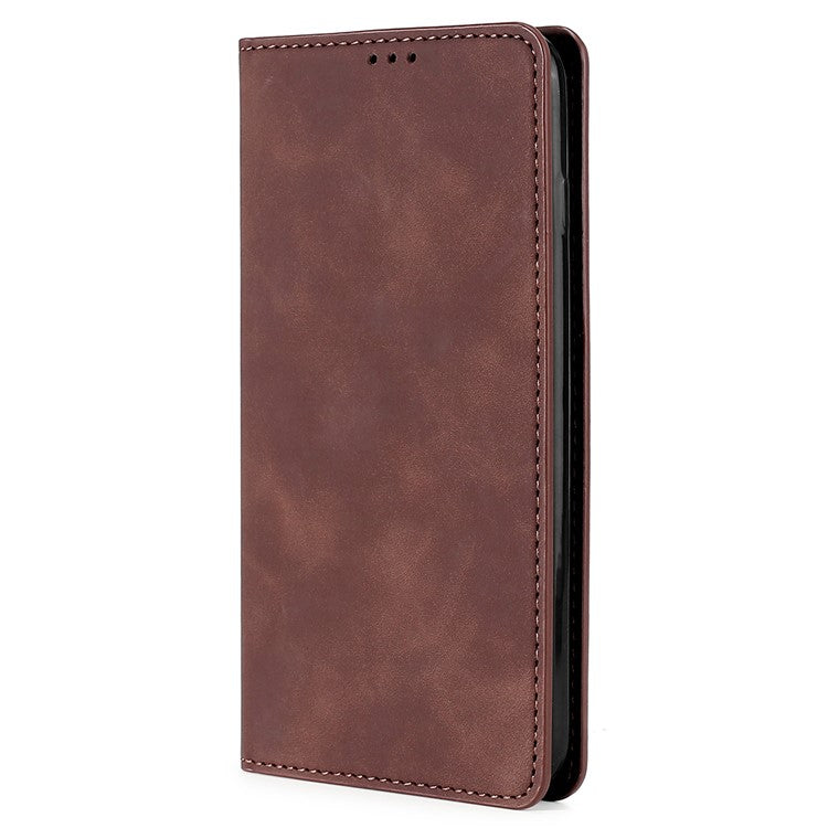 For vivo iQOO Neo8 Pro 5G / Neo8 5G Skin-touch Cell Phone Cover Stand PU Leather Shell Card Slot Phone Case - Dark Brown