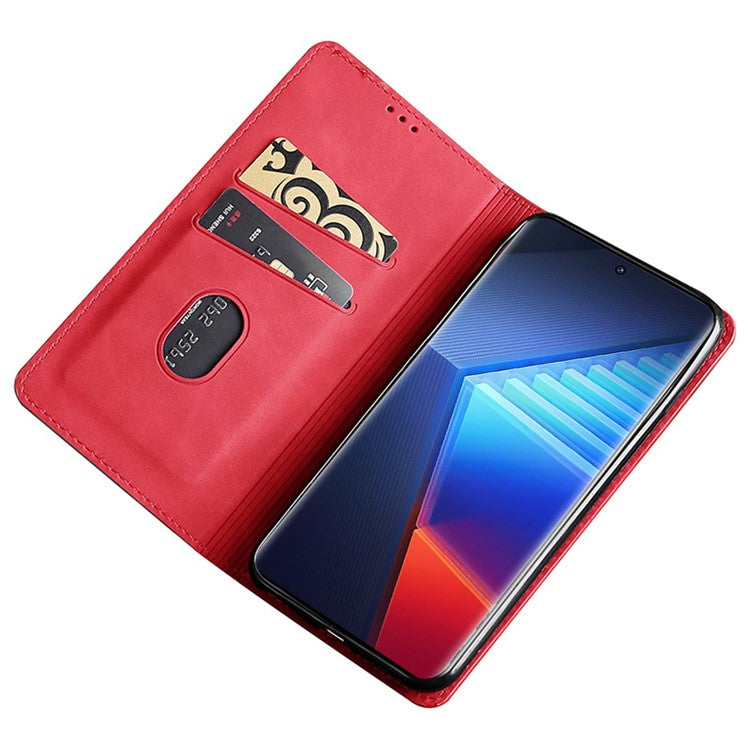 For vivo iQOO Neo8 Pro 5G / Neo8 5G Skin-touch Cell Phone Cover Stand PU Leather Shell Card Slot Phone Case - Red