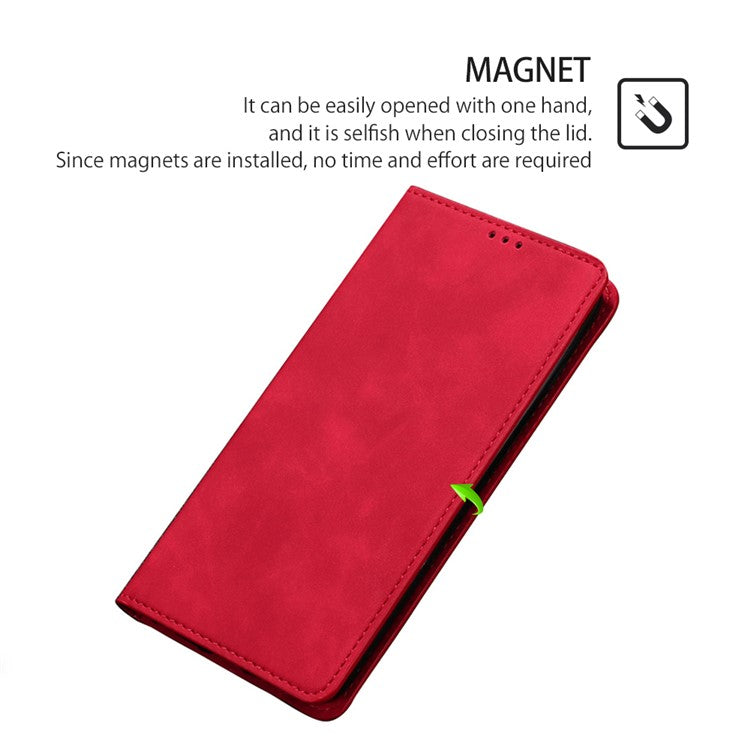 For vivo iQOO Neo8 Pro 5G / Neo8 5G Skin-touch Cell Phone Cover Stand PU Leather Shell Card Slot Phone Case - Red