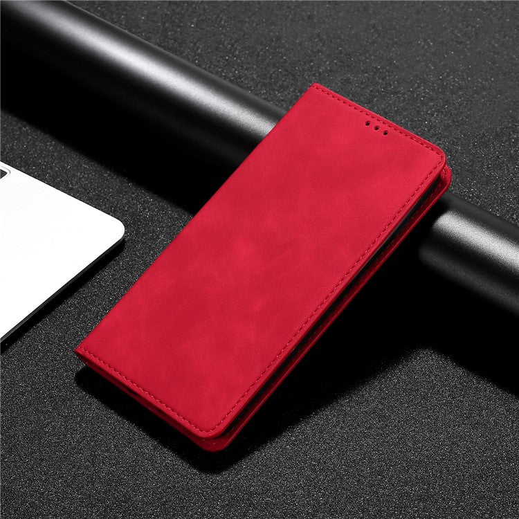 For vivo iQOO Neo8 Pro 5G / Neo8 5G Skin-touch Cell Phone Cover Stand PU Leather Shell Card Slot Phone Case - Red