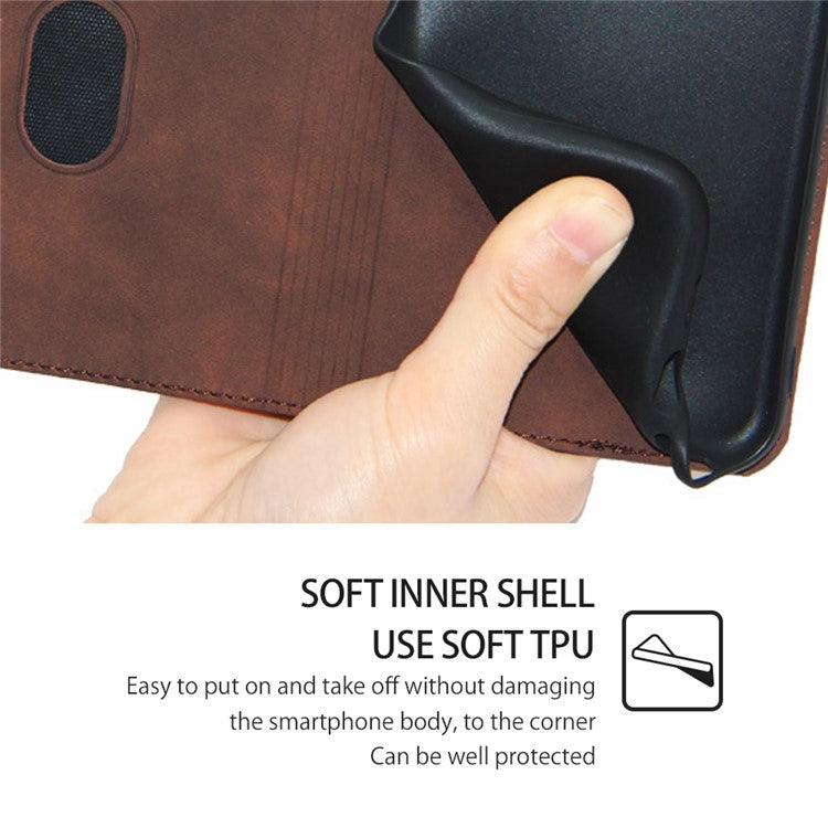 For vivo Y35+ 5G / Y35m+ 5G Anti-Scratch Phone Case Stand Card Holder Skin-touch PU Leather Phone Cover - Dark Brown