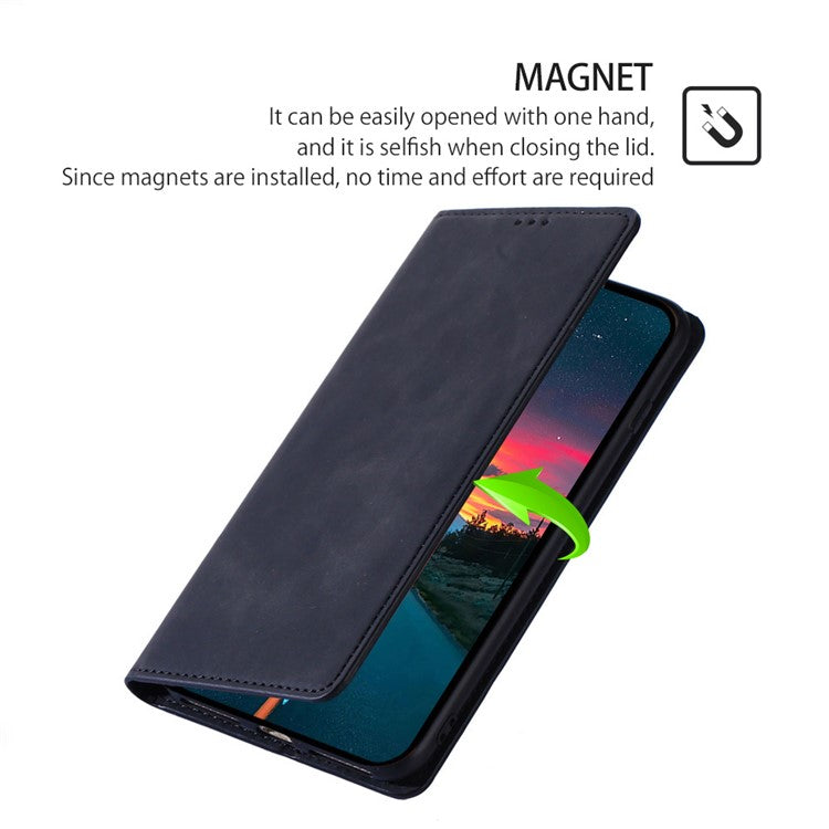 For vivo S17 Pro 5G / S17 5G Skin-touch PU Leather Phone Case Stand Card Holder Cover Cell Phone Shell - Black