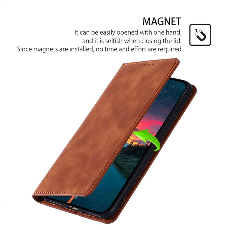 For vivo S17 Pro 5G / S17 5G Skin-touch PU Leather Phone Case Stand Card Holder Cover Cell Phone Shell - Light Brown