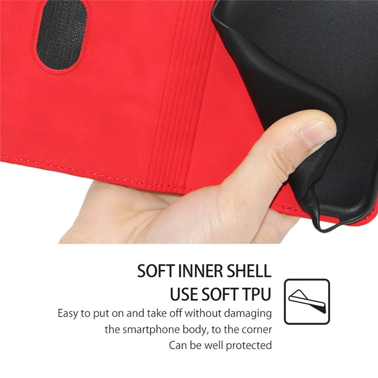 For vivo S17 Pro 5G / S17 5G Skin-touch PU Leather Phone Case Stand Card Holder Cover Cell Phone Shell - Red