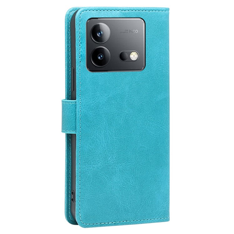 Phone Case for vivo iQOO Neo8 Pro 5G / iQOO Neo8 5G PU Leather Stand Dustproof Phone Cover Calf Texture Shell - Baby Blue