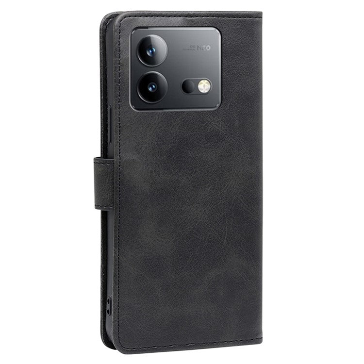 Phone Case for vivo iQOO Neo8 Pro 5G / iQOO Neo8 5G PU Leather Stand Dustproof Phone Cover Calf Texture Shell - Black