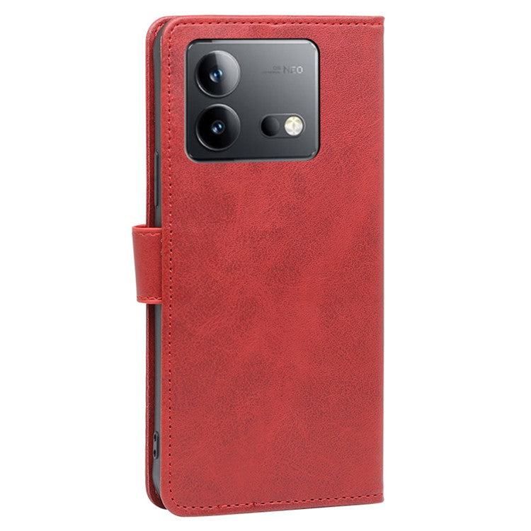 Phone Case for vivo iQOO Neo8 Pro 5G / iQOO Neo8 5G PU Leather Stand Dustproof Phone Cover Calf Texture Shell - Red