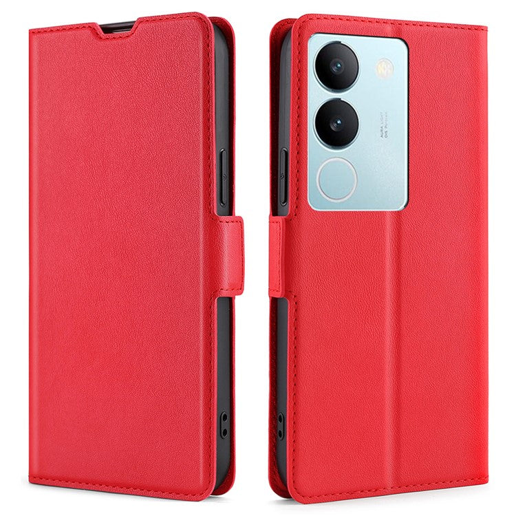 For vivo S17 5G / S17 Pro 5G Supporting Stand Phone Case Card Slot Design Shockproof PU Leather Cover - Red