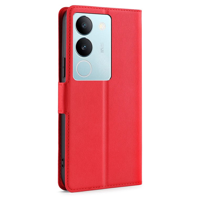 For vivo S17 5G / S17 Pro 5G Supporting Stand Phone Case Card Slot Design Shockproof PU Leather Cover - Red