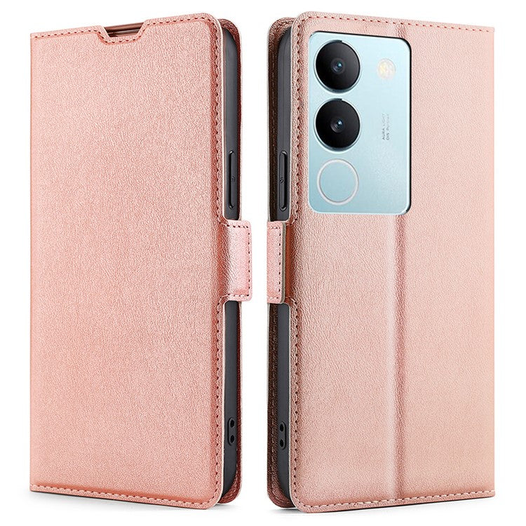 For vivo S17 5G / S17 Pro 5G Supporting Stand Phone Case Card Slot Design Shockproof PU Leather Cover - Rose Gold