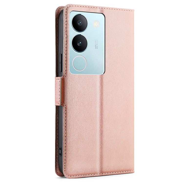 For vivo S17 5G / S17 Pro 5G Supporting Stand Phone Case Card Slot Design Shockproof PU Leather Cover - Rose Gold