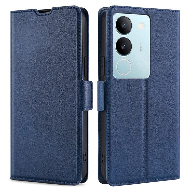 For vivo S17 5G / S17 Pro 5G Supporting Stand Phone Case Card Slot Design Shockproof PU Leather Cover - Blue