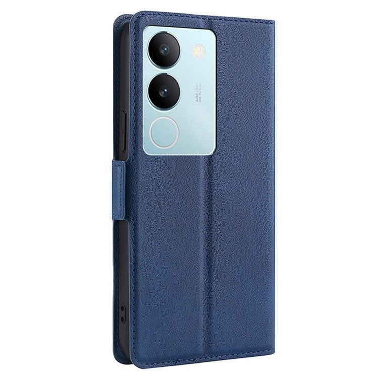 For vivo S17 5G / S17 Pro 5G Supporting Stand Phone Case Card Slot Design Shockproof PU Leather Cover - Blue