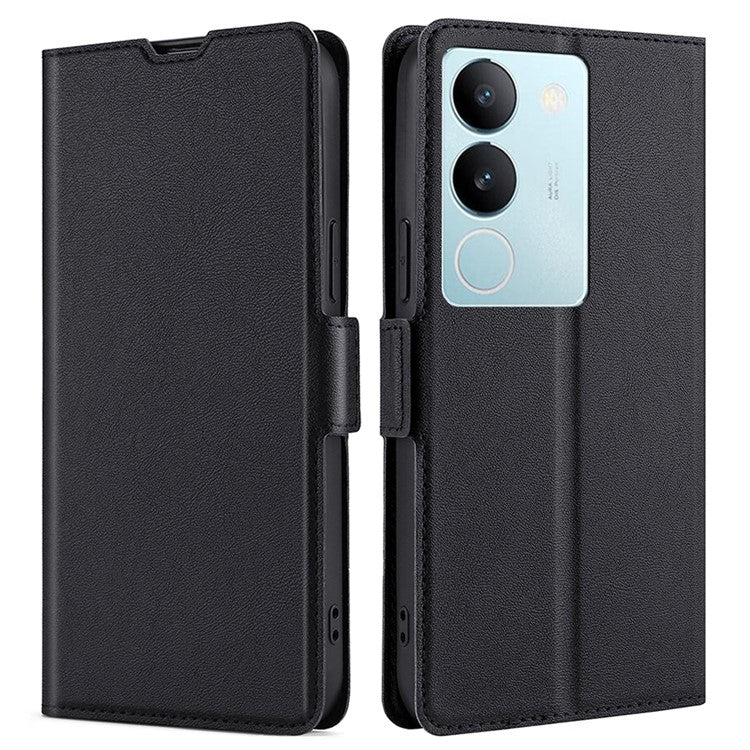 For vivo S17 5G / S17 Pro 5G Supporting Stand Phone Case Card Slot Design Shockproof PU Leather Cover - Black