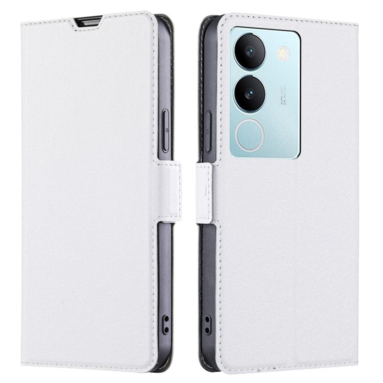 For vivo S17 5G / S17 Pro 5G Supporting Stand Phone Case Card Slot Design Shockproof PU Leather Cover - White