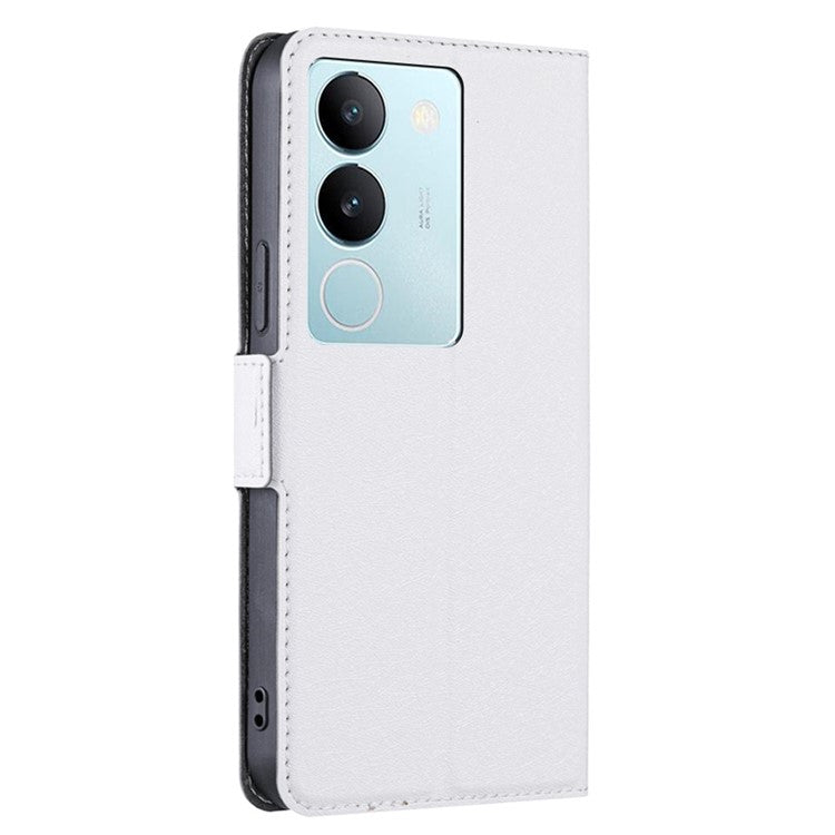 For vivo S17 5G / S17 Pro 5G Supporting Stand Phone Case Card Slot Design Shockproof PU Leather Cover - White