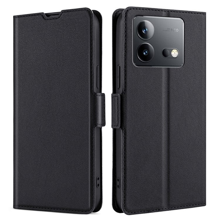 For vivo iQOO Neo8 Pro 5G / iQOO Neo8 5G Shockproof Phone Shell Card Slot Design Stand PU Leather Phone Cover - Black