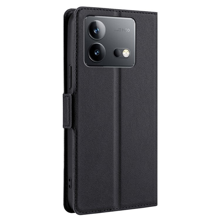 For vivo iQOO Neo8 Pro 5G / iQOO Neo8 5G Shockproof Phone Shell Card Slot Design Stand PU Leather Phone Cover - Black