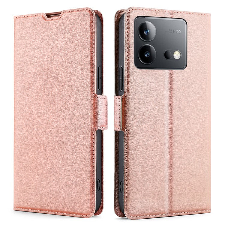 For vivo iQOO Neo8 Pro 5G / iQOO Neo8 5G Shockproof Phone Shell Card Slot Design Stand PU Leather Phone Cover - Rose Gold