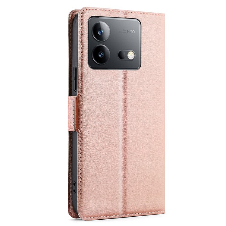 For vivo iQOO Neo8 Pro 5G / iQOO Neo8 5G Shockproof Phone Shell Card Slot Design Stand PU Leather Phone Cover - Rose Gold