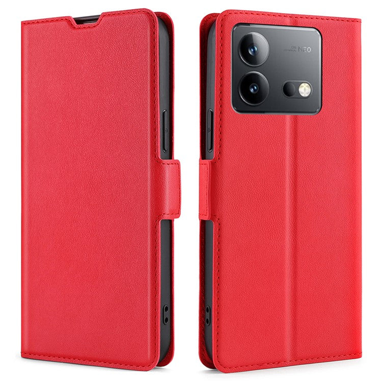 For vivo iQOO Neo8 Pro 5G / iQOO Neo8 5G Shockproof Phone Shell Card Slot Design Stand PU Leather Phone Cover - Red