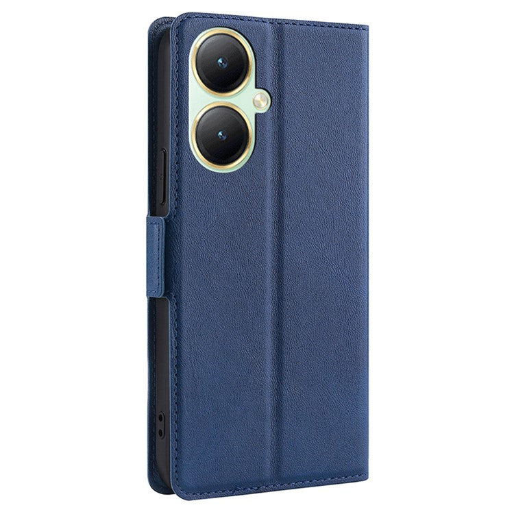 For vivo Y35m+ 5G / Y35+ 5G PU Leather Phone Stand Case Shockproof Card Slot Design Cover - Blue