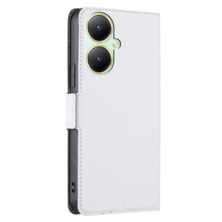 For vivo Y35m+ 5G / Y35+ 5G PU Leather Phone Stand Case Shockproof Card Slot Design Cover - White