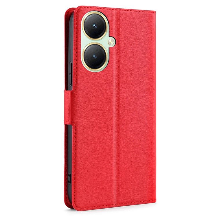 For vivo Y35m+ 5G / Y35+ 5G PU Leather Phone Stand Case Shockproof Card Slot Design Cover - Red