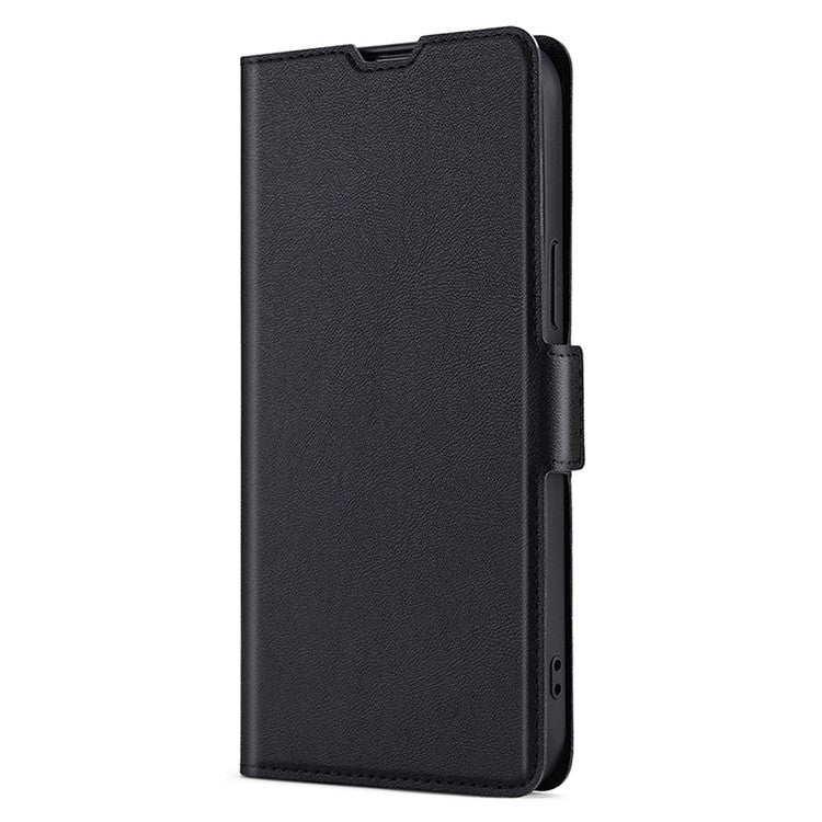 Card Slot Phone Case for vivo Y78 5G , TPU+PU Leather Shell Shockproof Phone Stand Cover - Black