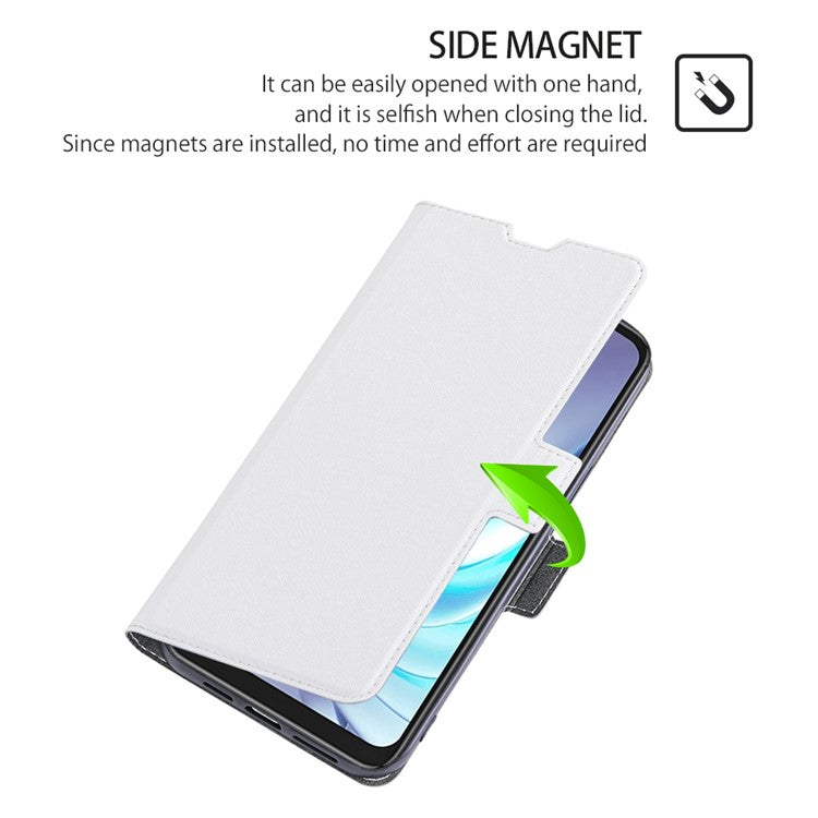 Card Slot Phone Case for vivo Y78 5G , TPU+PU Leather Shell Shockproof Phone Stand Cover - White