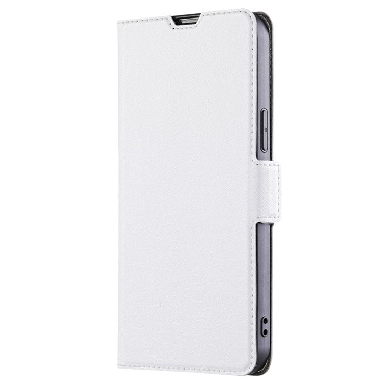 Card Slot Phone Case for vivo Y78 5G , TPU+PU Leather Shell Shockproof Phone Stand Cover - White