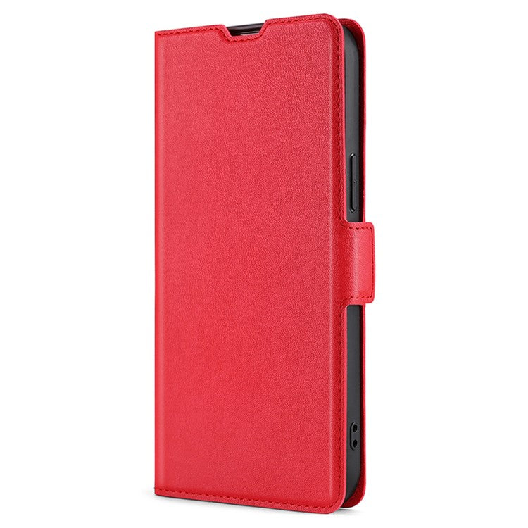 Card Slot Phone Case for vivo Y78 5G , TPU+PU Leather Shell Shockproof Phone Stand Cover - Red