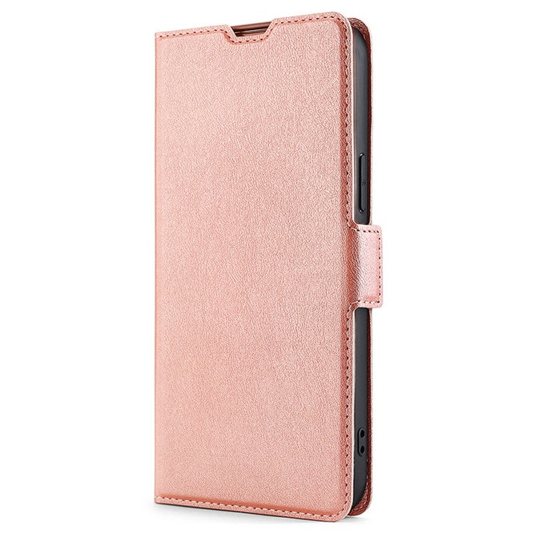 Card Slot Phone Case for vivo Y78 5G , TPU+PU Leather Shell Shockproof Phone Stand Cover - Rose Gold