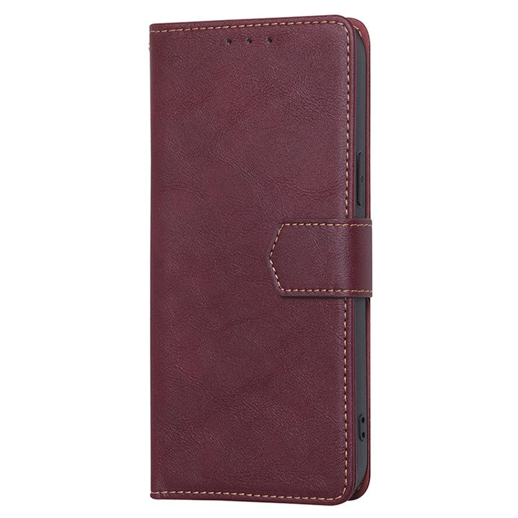 For vivo Y78 5G Cell Phone Case PU Leather Stand Cover RFID Blocking Wallet - Wine Red