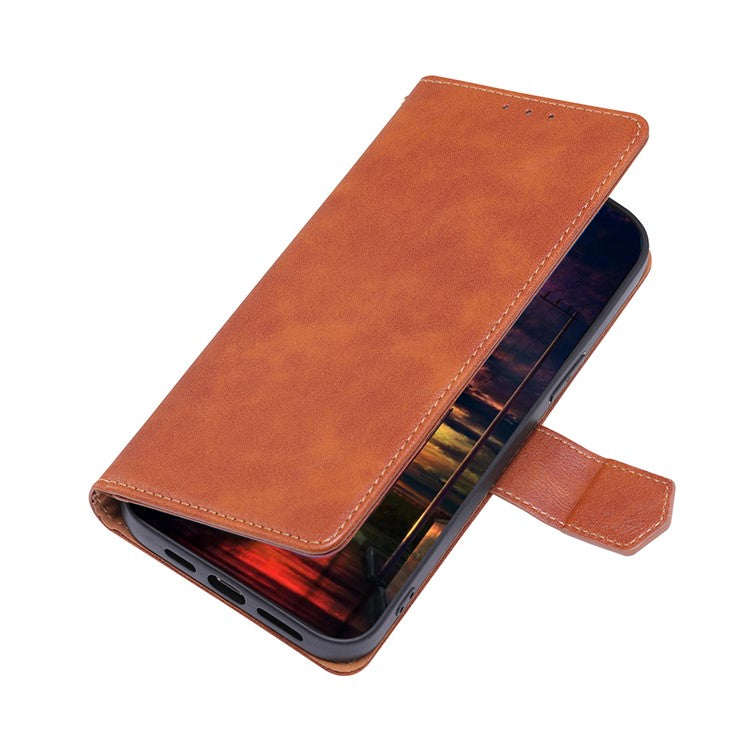 For vivo Y78 5G Cell Phone Case PU Leather Stand Cover RFID Blocking Wallet - Brown