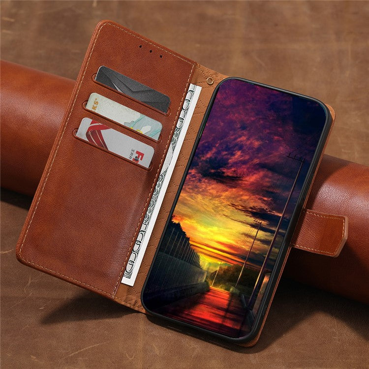 For vivo Y78 5G Cell Phone Case PU Leather Stand Cover RFID Blocking Wallet - Brown