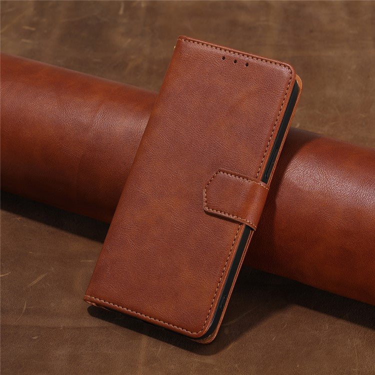 For vivo Y78 5G Cell Phone Case PU Leather Stand Cover RFID Blocking Wallet - Brown