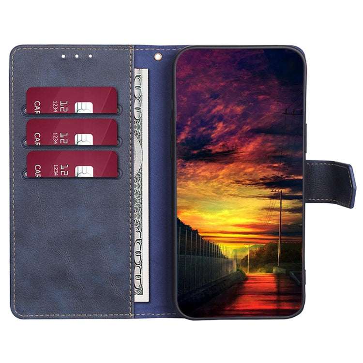 For vivo Y78 5G Cell Phone Case PU Leather Stand Cover RFID Blocking Wallet - Blue