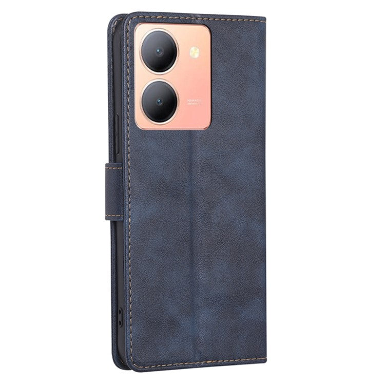 For vivo Y78 5G Cell Phone Case PU Leather Stand Cover RFID Blocking Wallet - Blue